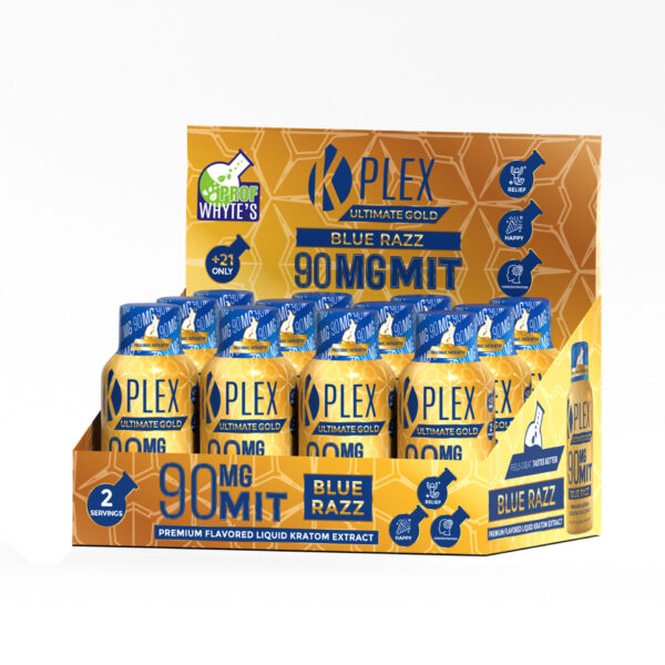 Ultimate Gold 90MG MIT Blue Razz Kratom Shot 12 Count Case
